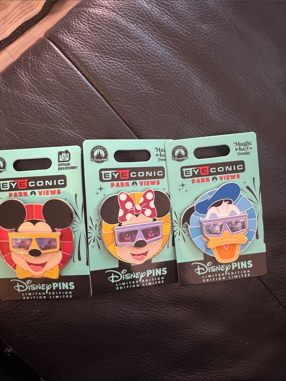 Disney “eyeconic” pin trading series pins 2026 led edition Mickey Minnie Donald